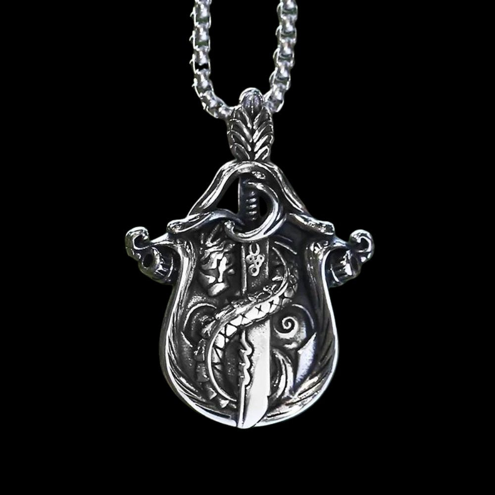 Sword And Shield Of Viper Pendant - Chrome Cult