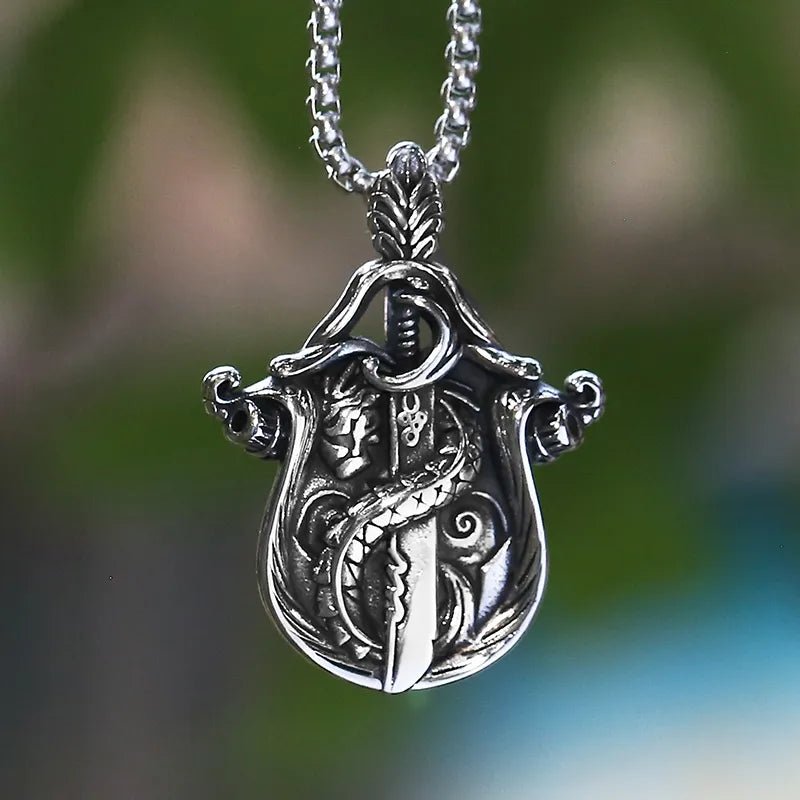 Sword And Shield Of Viper Pendant - Chrome Cult