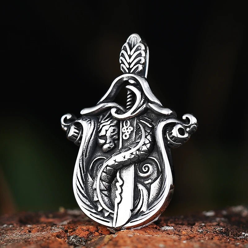 Sword And Shield Of Viper Pendant - Chrome Cult