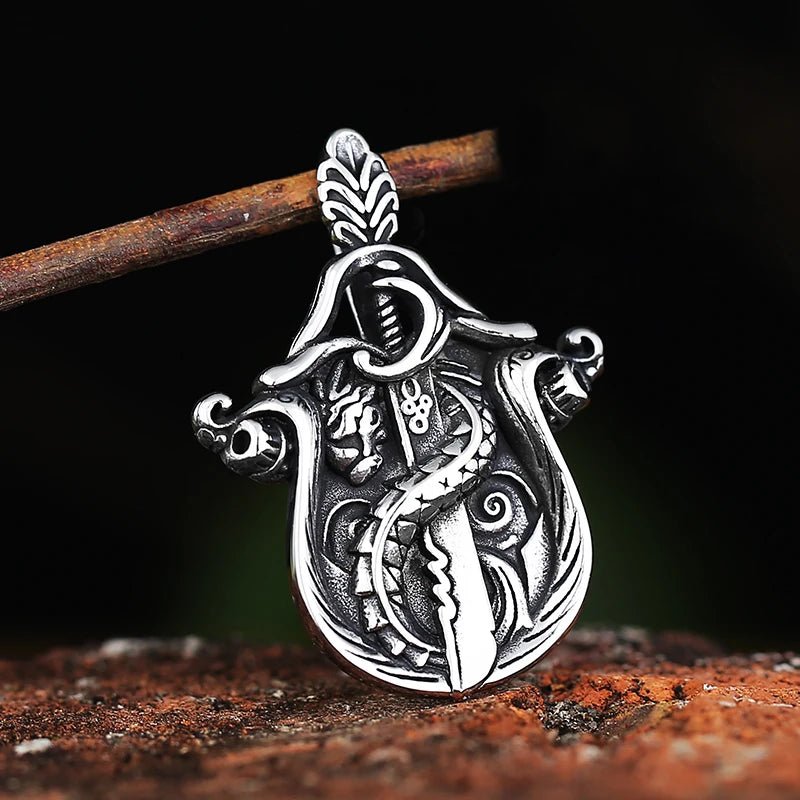 Sword And Shield Of Viper Pendant - Chrome Cult
