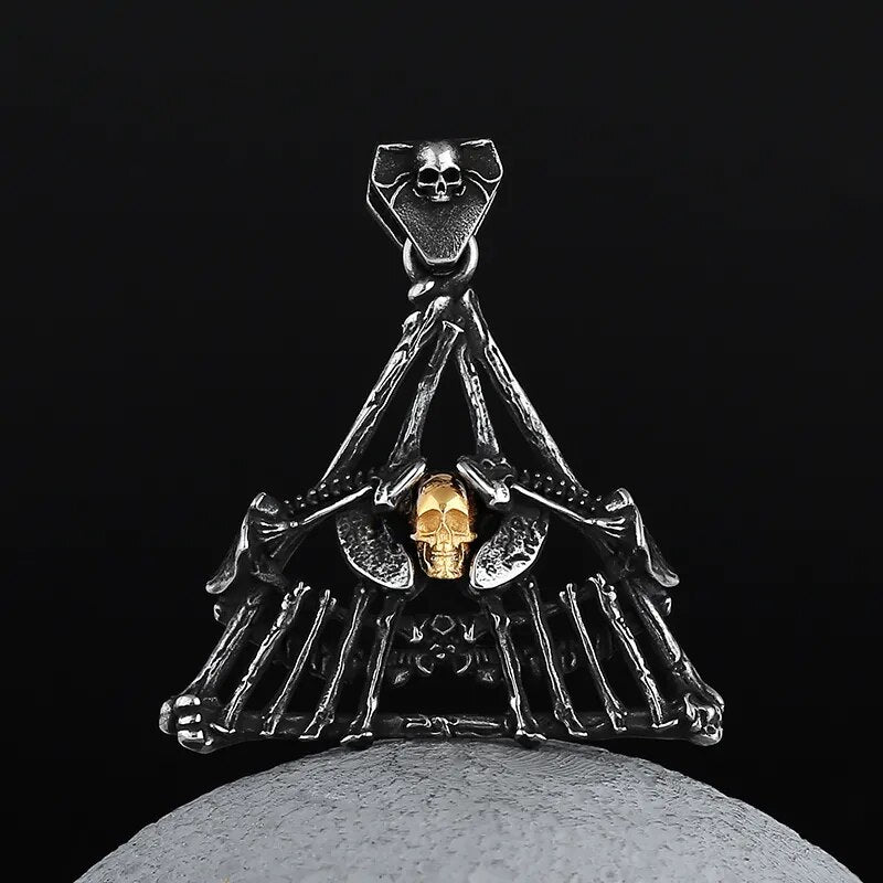 Teepee Of The Dead Skull Pendant - Chrome Cult