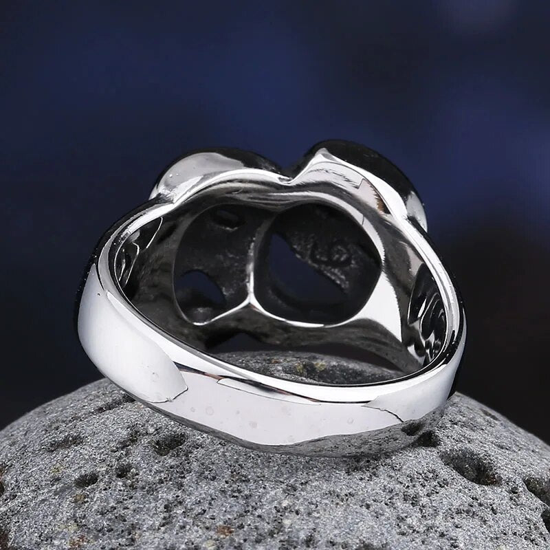 Thalia and Melpomene Mask Ring - Chrome Cult