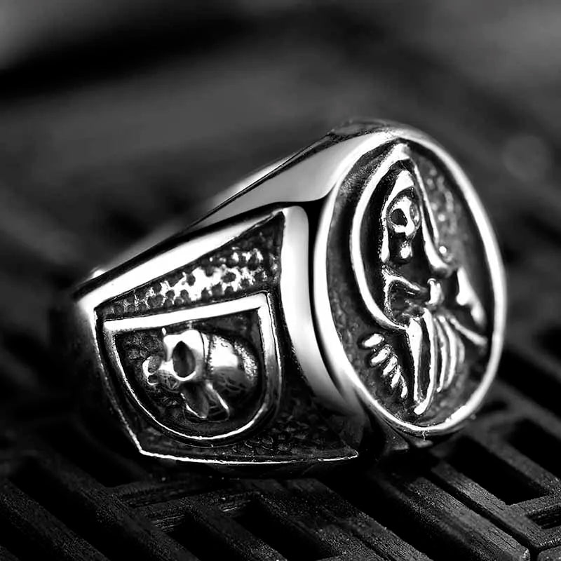 Thanatos Collector Of The Dead Skull Ring - Chrome Cult