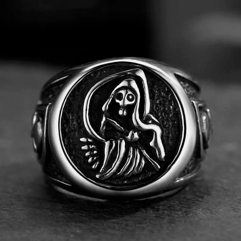 Thanatos Collector Of The Dead Skull Ring - Chrome Cult