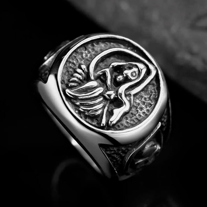 Thanatos Collector Of The Dead Skull Ring - Chrome Cult