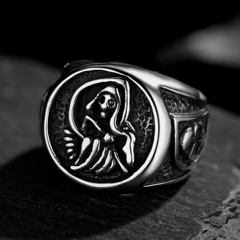 Thanatos Collector Of The Dead Skull Ring - Chrome Cult