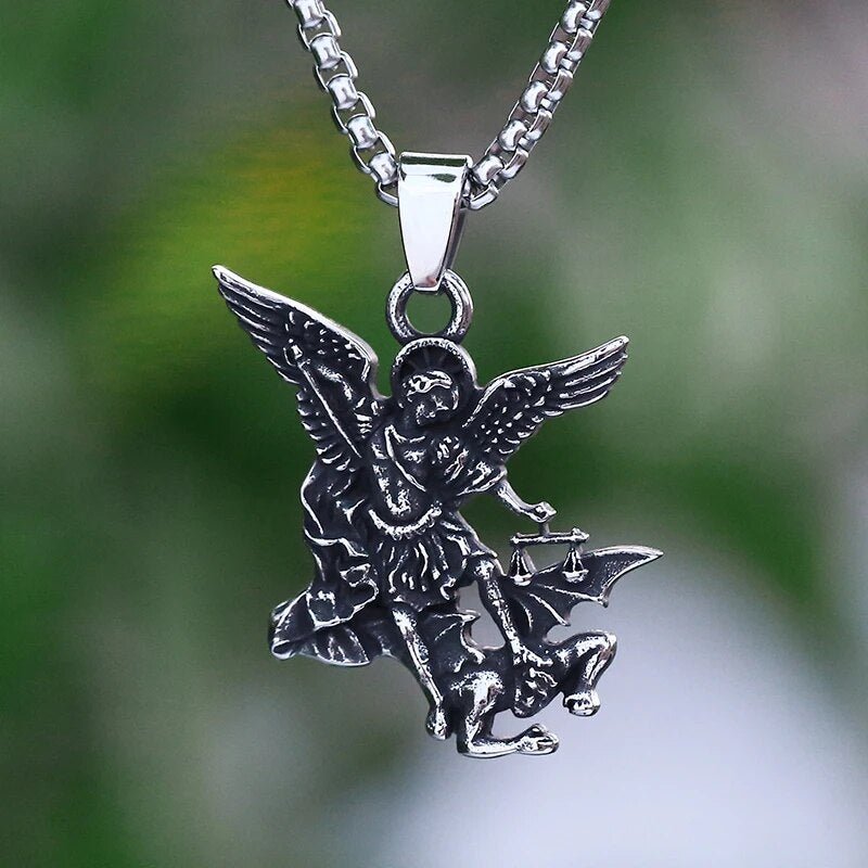 The Battle Of Good Versus Evil St. Michael Pendant - Chrome Cult