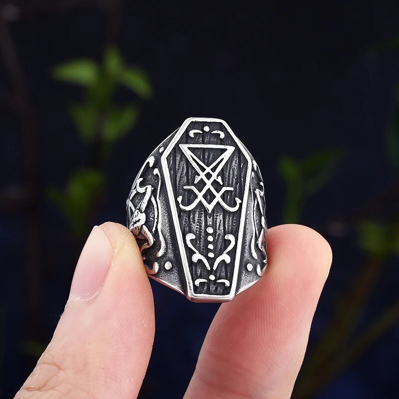 The Door To Hell Satan Ring - Chrome Cult