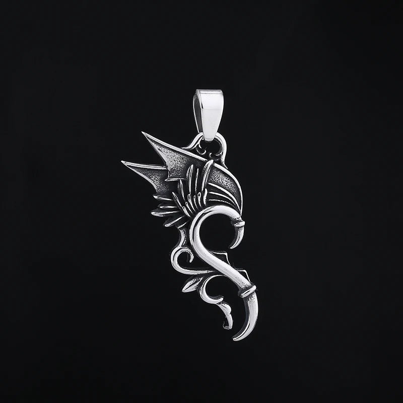 The Dragon Wing Heart Pendant - Chrome Cult