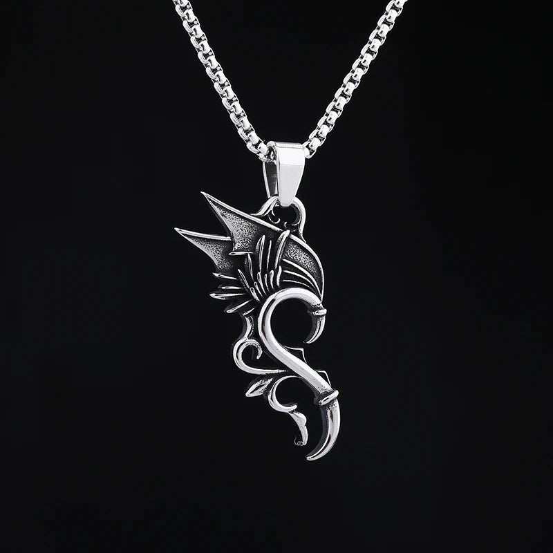 The Dragon Wing Heart Pendant - Chrome Cult