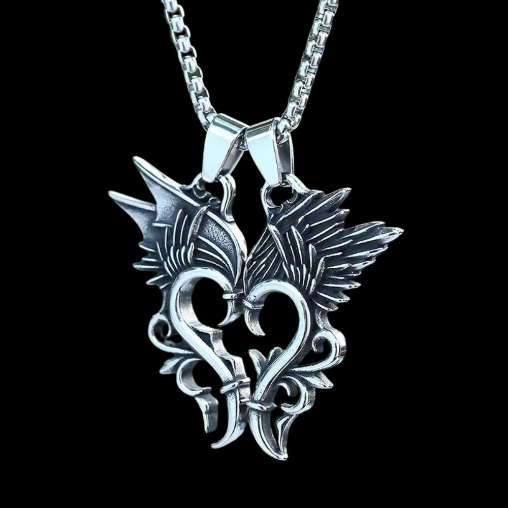 The Dragon Wing Heart Pendant - Chrome Cult