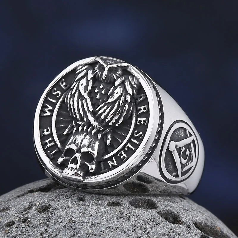 The Wise Are Silent Skull Ring - Chrome Cult