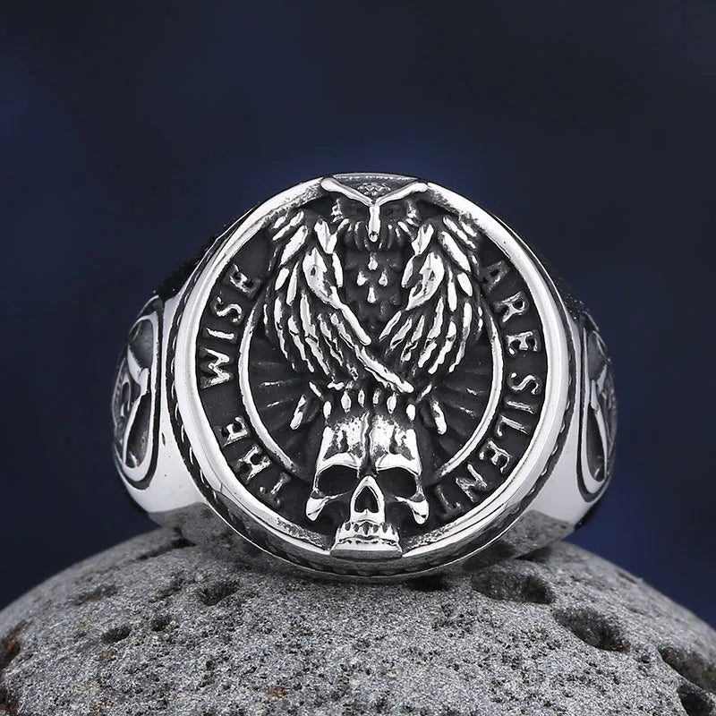 The Wise Are Silent Skull Ring - Chrome Cult
