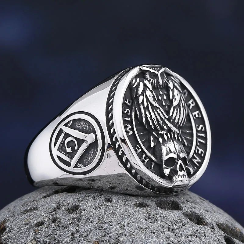 The Wise Are Silent Skull Ring - Chrome Cult