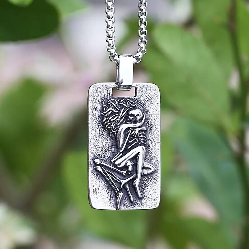 Til Death Do Us Part Skull Pendant - Chrome Cult