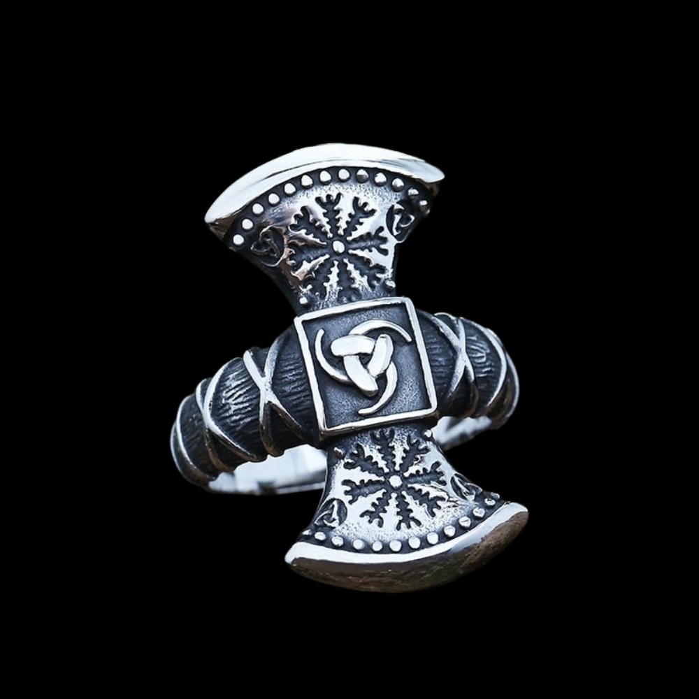 Triskele Helm Of Awe Viking Ring - Chrome Cult