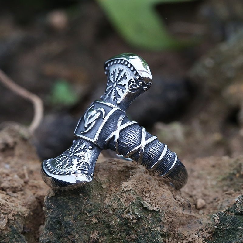 Triskele Helm Of Awe Viking Ring - Chrome Cult