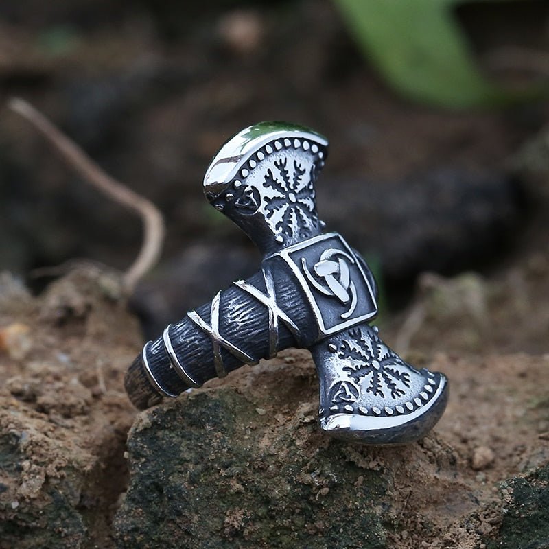 Triskele Helm Of Awe Viking Ring - Chrome Cult