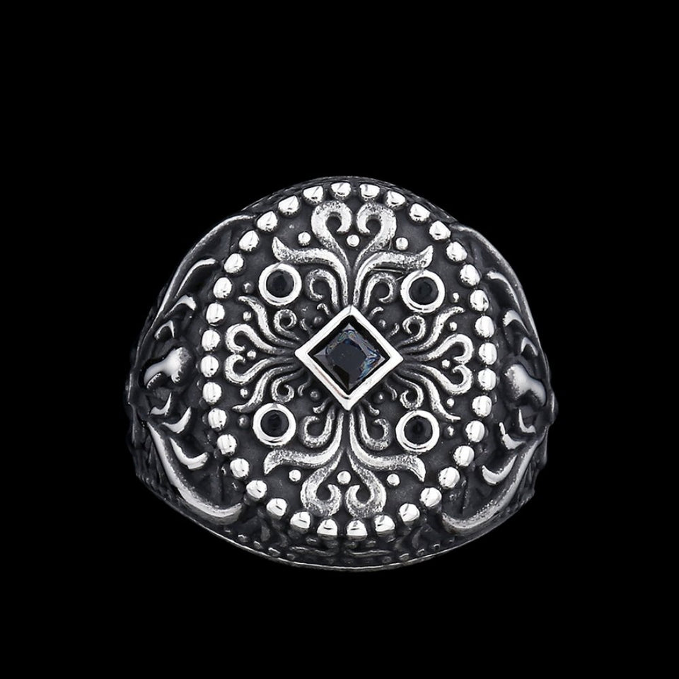 Signet Pattern Turkish Signet Pattern Totem Ring | Stainless Steel Gothic Jewelry ...