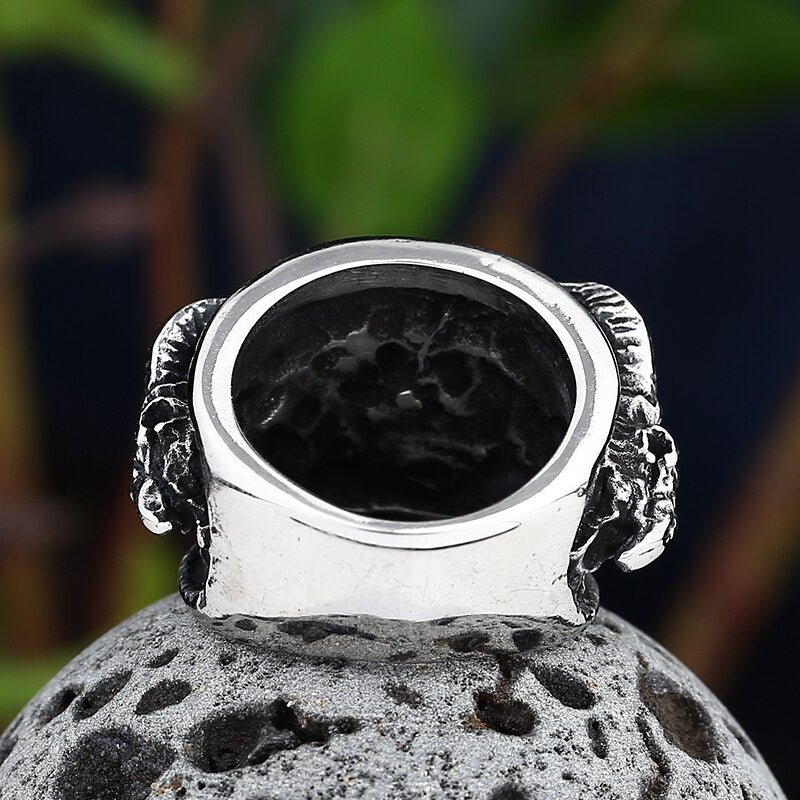 Twin Baphomet Pentagram Ring - Chrome Cult
