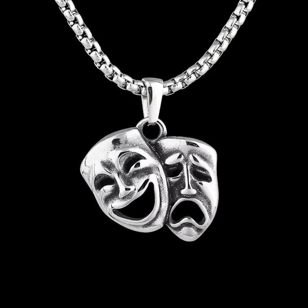 Two Face Mask Pendant | Stainless Steel Gothic Jewelry | Chrome Cult