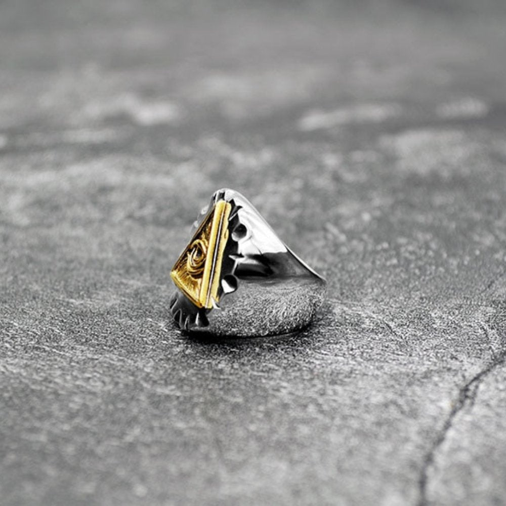 Two Tone Eye Of Providence Ring - Chrome Cult