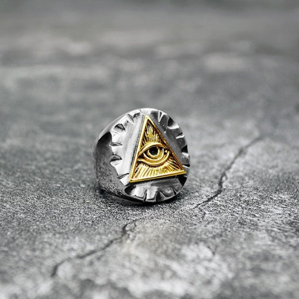 Two Tone Eye Of Providence Ring - Chrome Cult