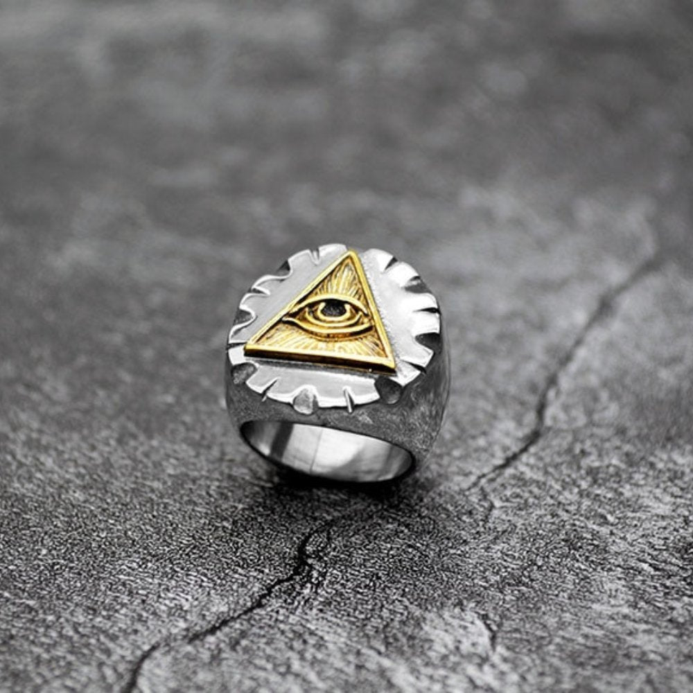 Two Tone Eye Of Providence Ring - Chrome Cult