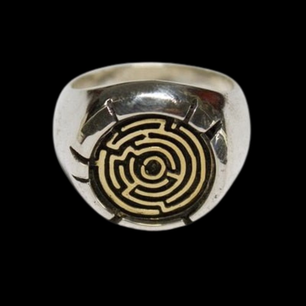 Two Tone Maze Ring - Chrome Cult