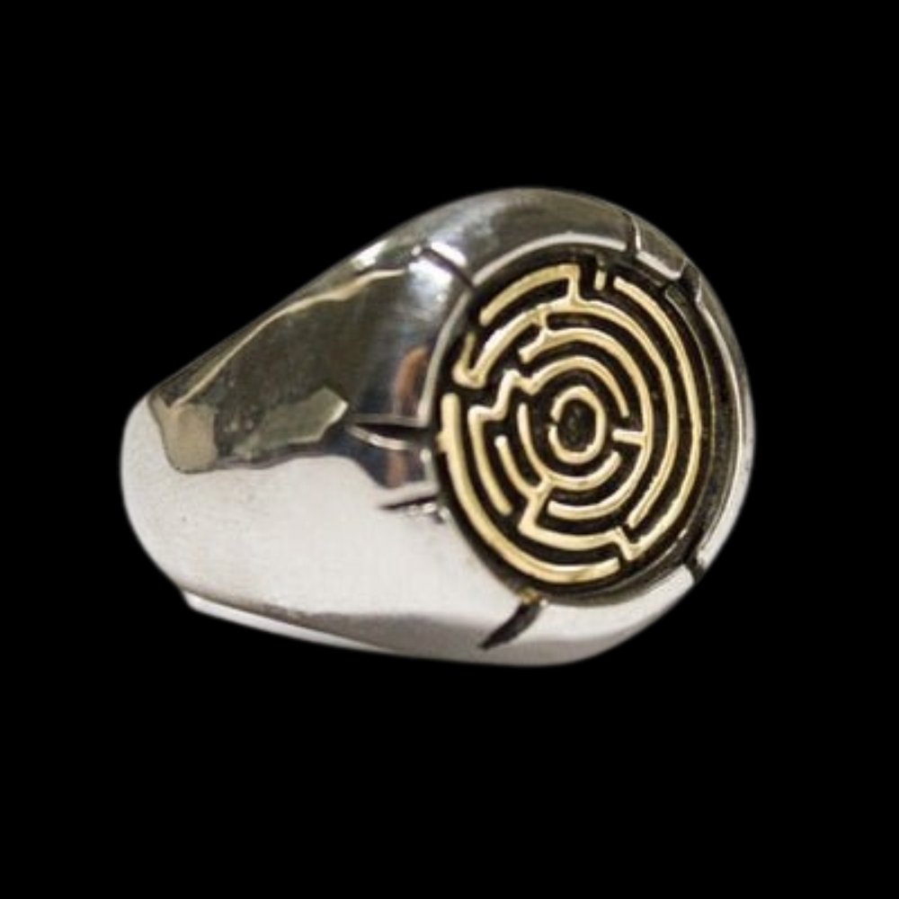 Two Tone Maze Ring - Chrome Cult