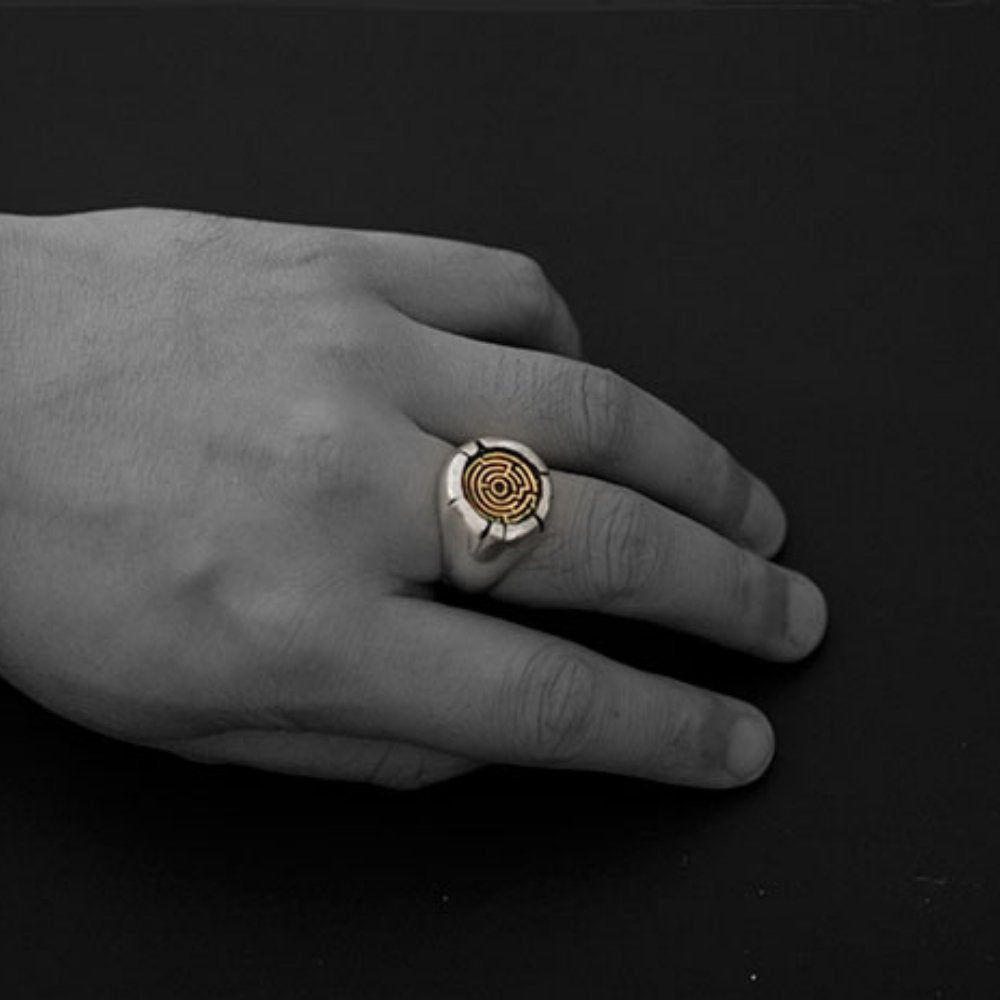 Two Tone Maze Ring - Chrome Cult