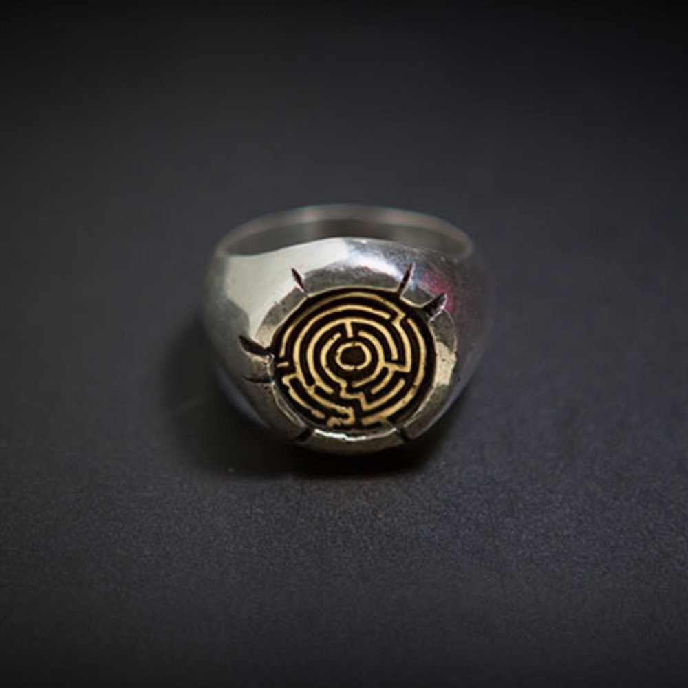 Two Tone Maze Ring - Chrome Cult