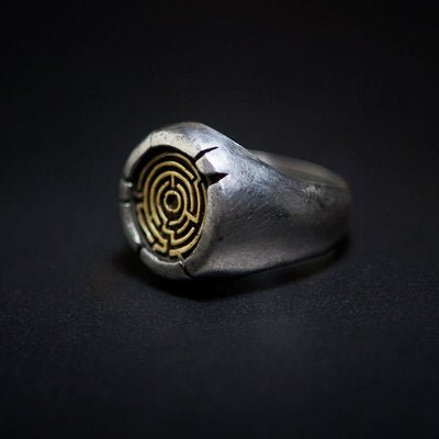 Two Tone Maze Ring - Chrome Cult