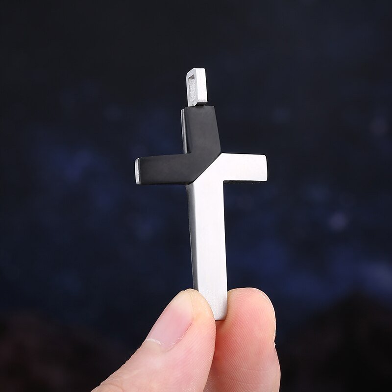 Two Tone Minimalist Stainless Steel Cross Pendant - Chrome Cult