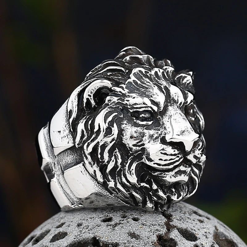 Uncaged Lion Head Ring - Chrome Cult