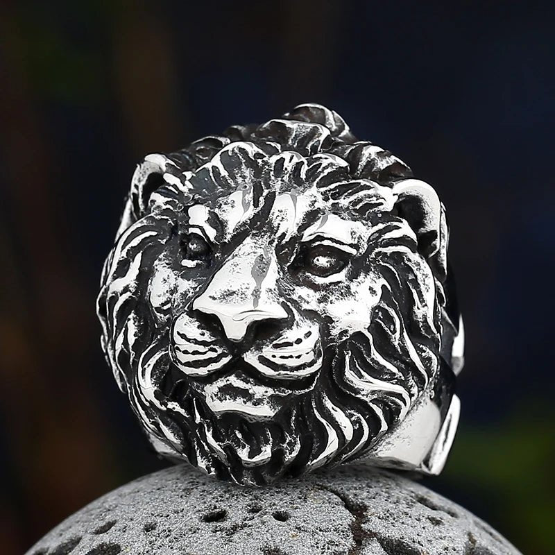 Uncaged Lion Head Ring - Chrome Cult
