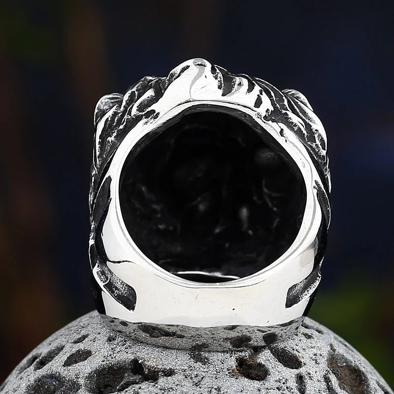 Uncaged Lion Head Ring - Chrome Cult