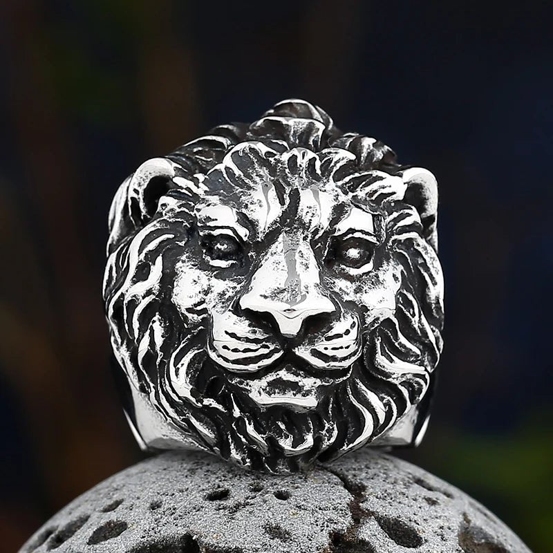 Uncaged Lion Head Ring - Chrome Cult
