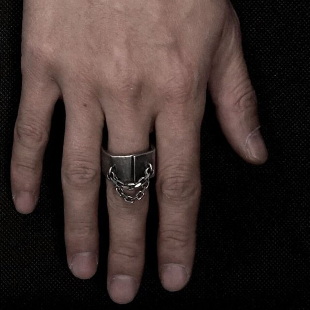 Unique Chain Asymmetric Ring - Chrome Cult