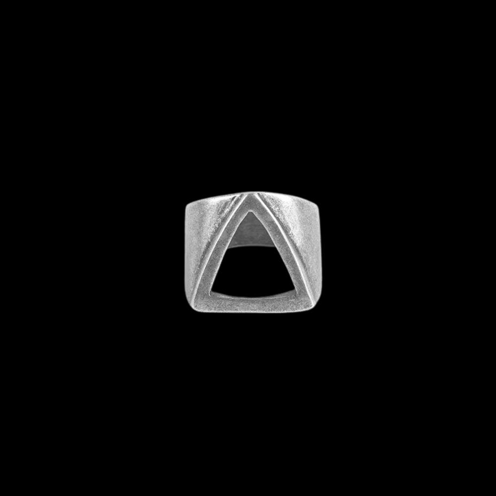 Unique Hollow Triangle Geometric Ring - Chrome Cult