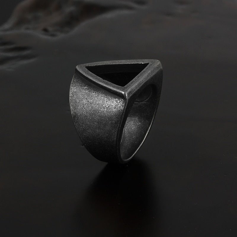 Unique Hollow Triangle Geometric Ring - Chrome Cult