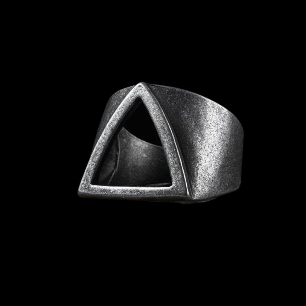 Unique Hollow Triangle Geometric Ring - Chrome Cult