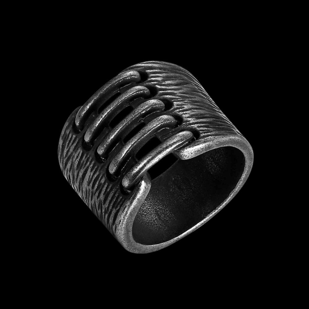 Unique Line Geometric Ring - Chrome Cult