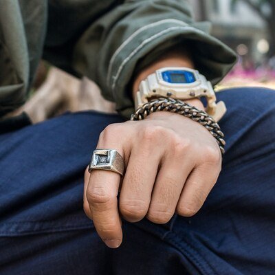 Unique Square Geometric Ring - Chrome Cult