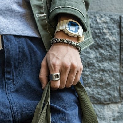 Unique Square Geometric Ring - Chrome Cult