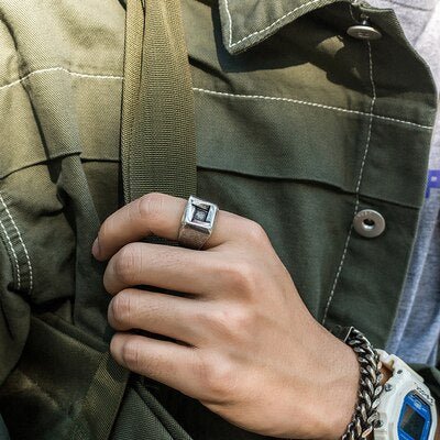 Unique Square Geometric Ring - Chrome Cult