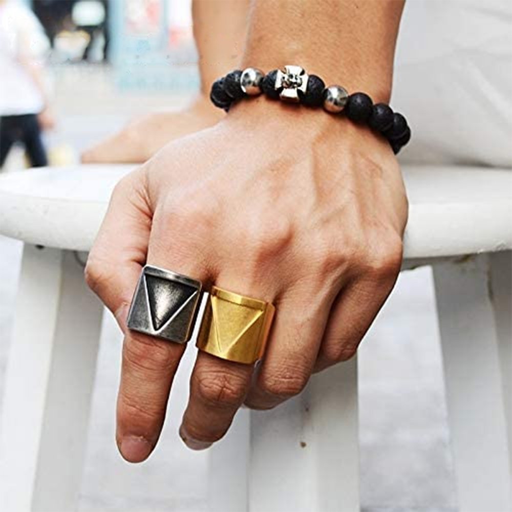 Unique Triangle Geometric Ring - Chrome Cult