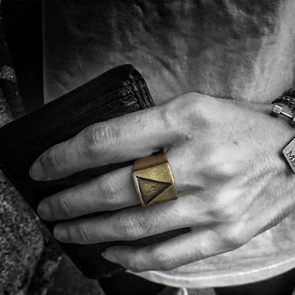 Unique Triangle Geometric Ring - Chrome Cult