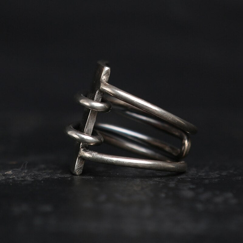 Unique Viking Rectangle Ring - Chrome Cult