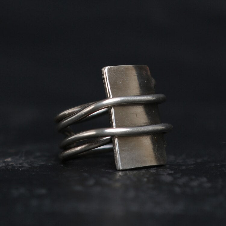 Unique Viking Rectangle Ring - Chrome Cult